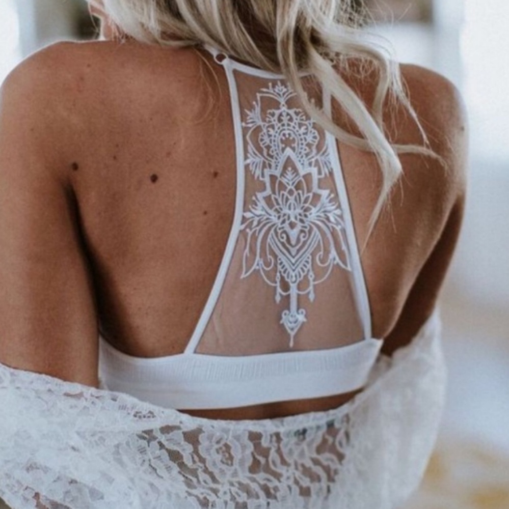 Bralette Bra Lace Sheer Strappy Racer Sexy - Picture 6 of 8